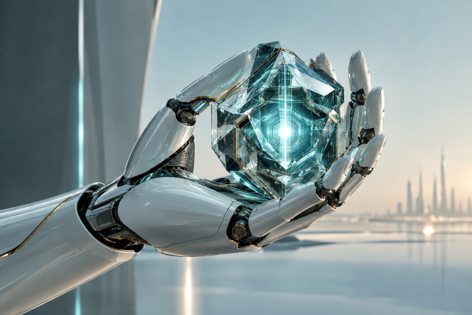 Known Systems Deterministic Handshake - Robotic Hand Transmitting Crystalline Key